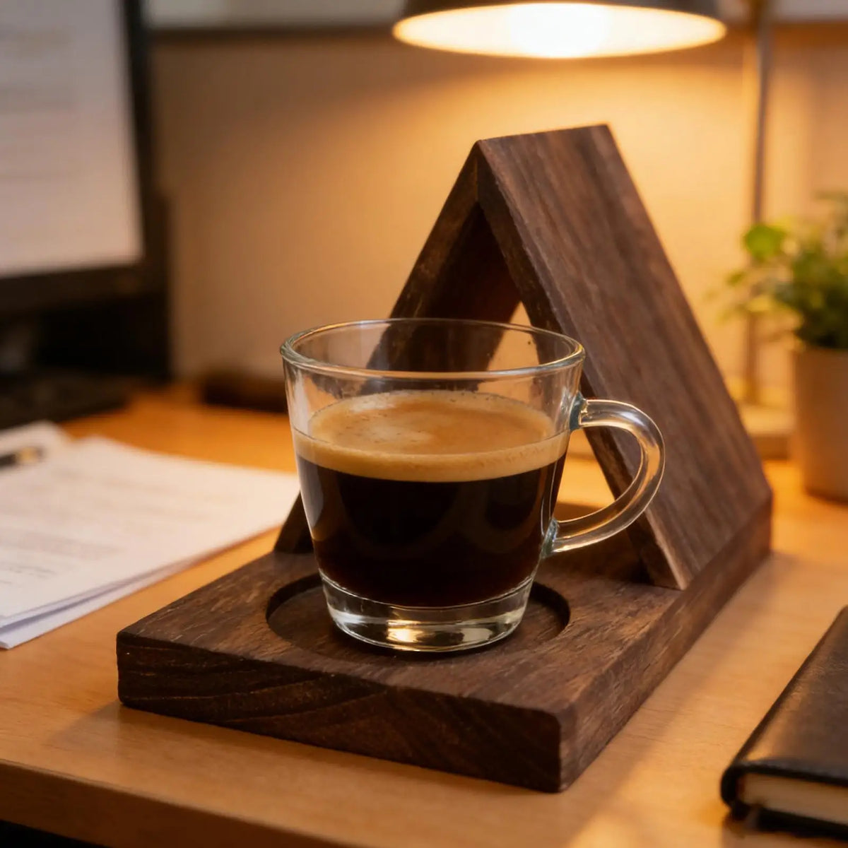 Wooden Book Rest with Cup Holder
