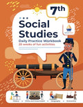 7th Grade Social Studies: Daily Practice Workbook | 20 Weeks of Fun Activities | History | Government | Geography | Economics | + Video Explanations