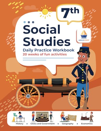7th Grade Social Studies: Daily Practice Workbook | 20 Weeks of Fun Activities | History | Government | Geography | Economics | + Video Explanations